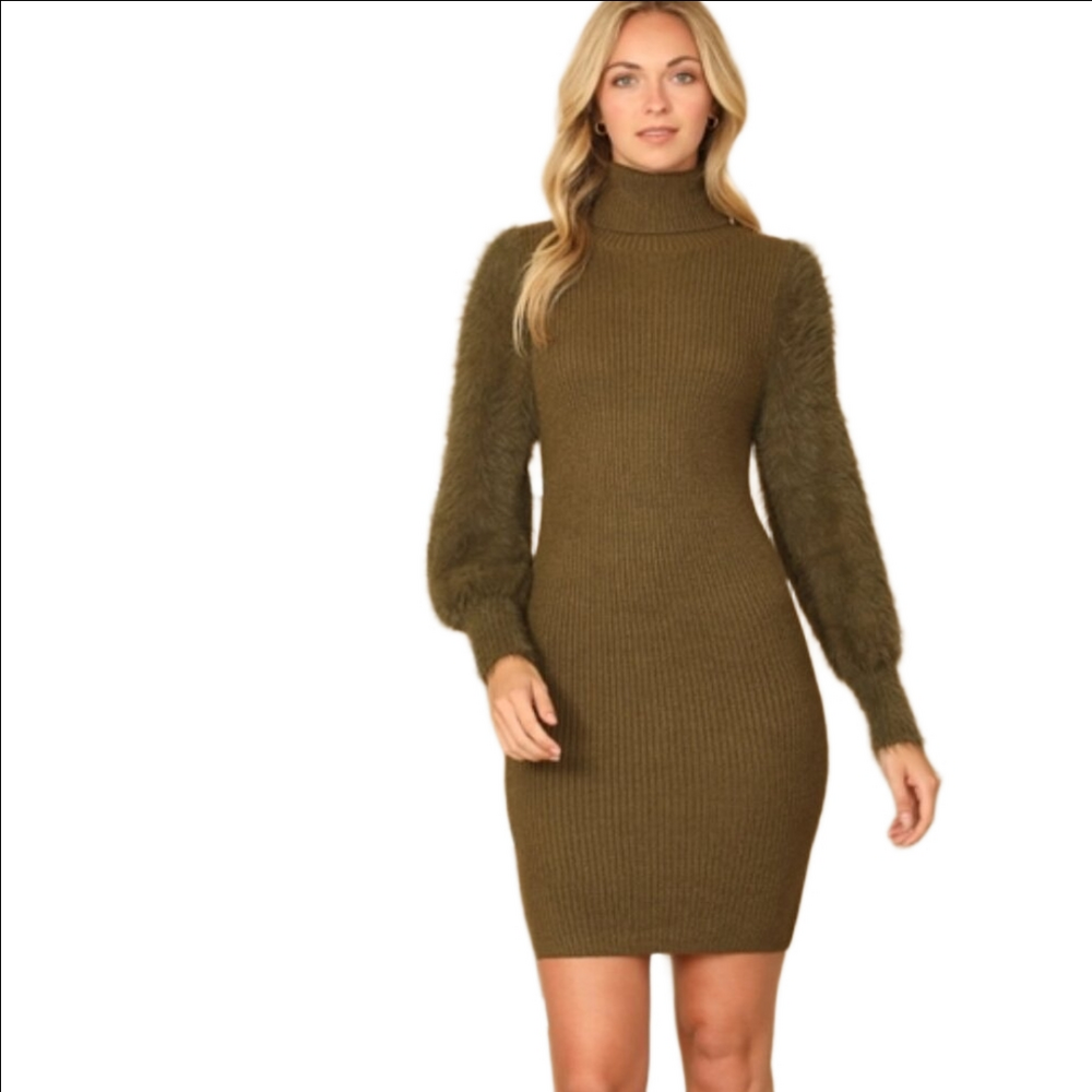 Stunning Thick Winter Bodycon Ribbed Sweater Dress